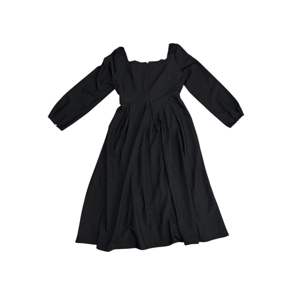 Black Square-Neck Midi Dress Cottagecore Elegant - image 6